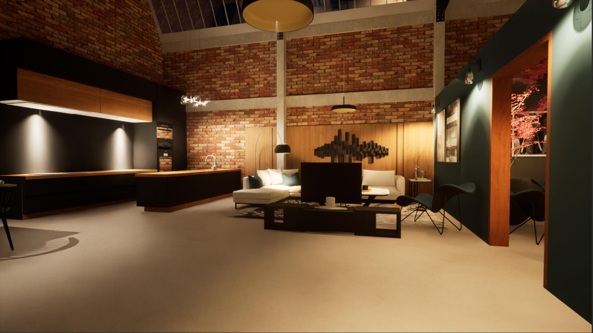 Rendu 3d - Salon (de nuit)