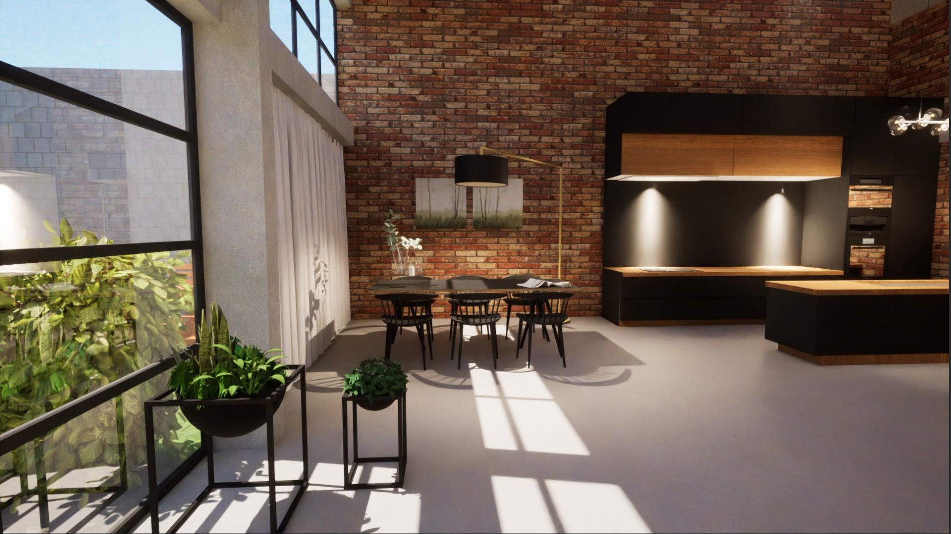 Rendu 3d - Cuisine ouverte + salle à manger