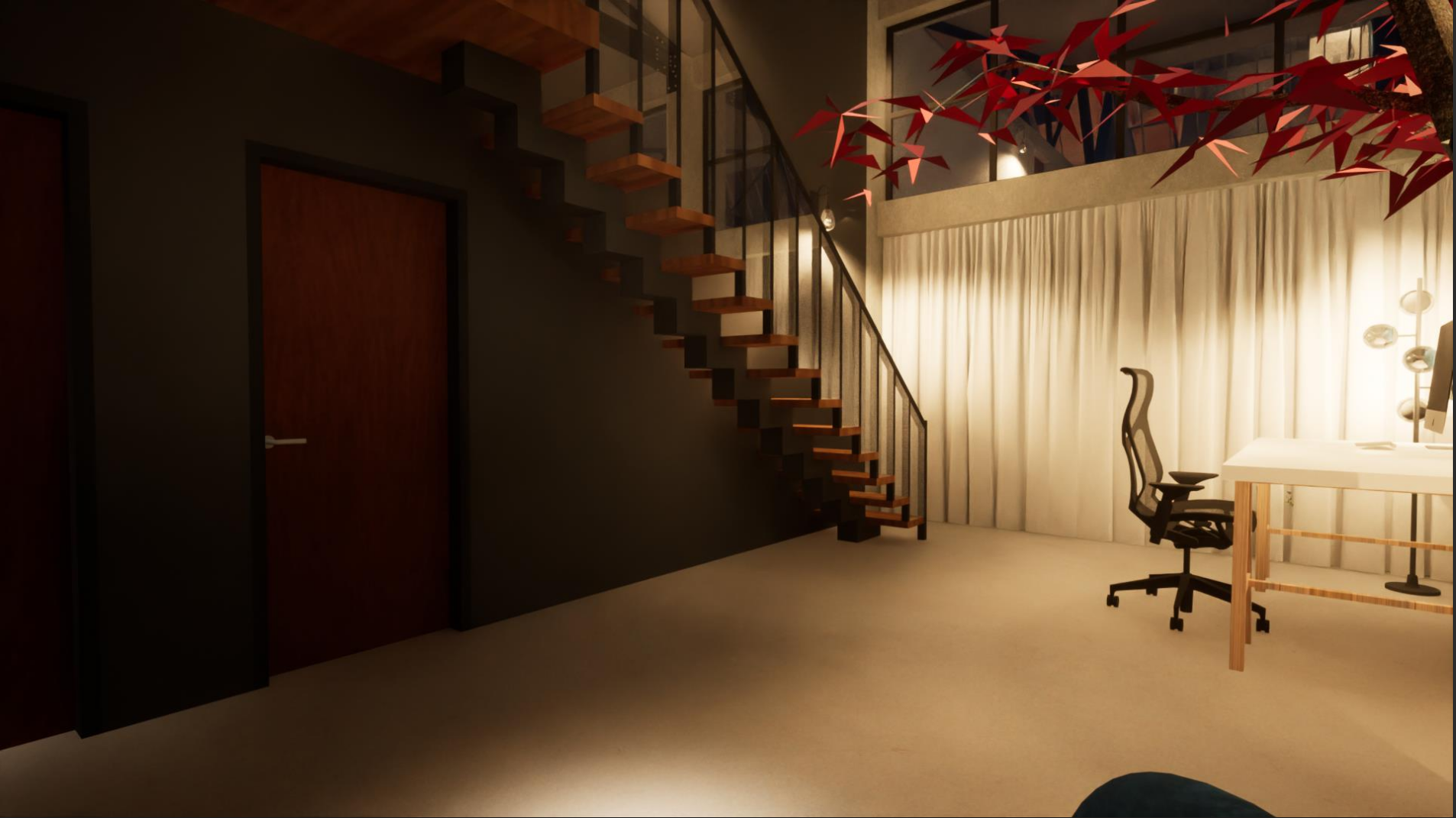 Rendu 3d - Escalier (de nuit)