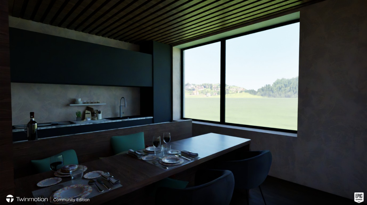 Vue 3D - Cuisine et salle à manger