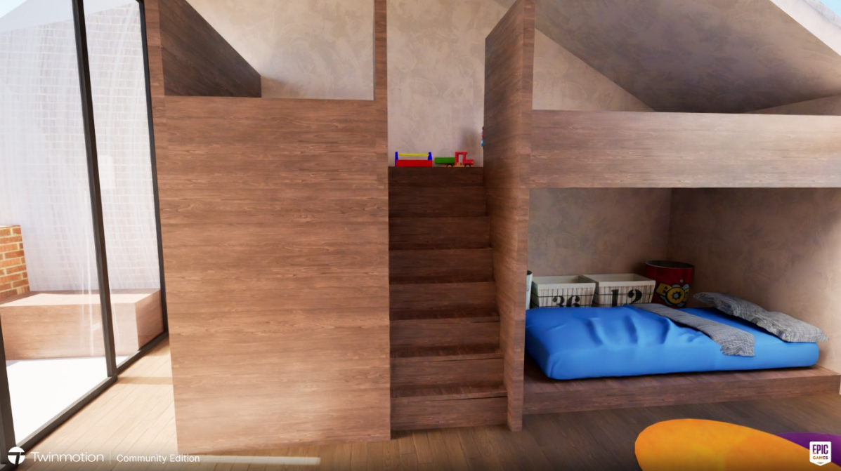 Vue 3D - Escalier vers mezzanine (2)